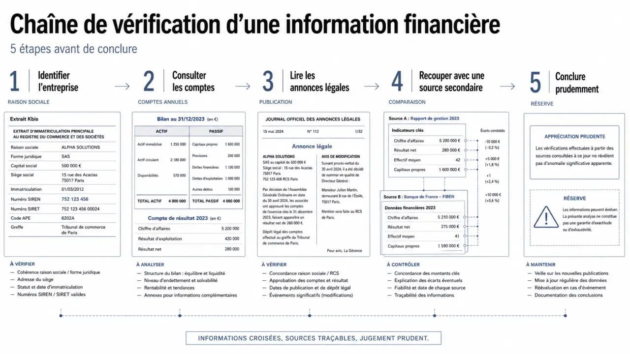 Comment verifier les sources d une information financiere : schéma des étapes de contrôle d’une donnée financière