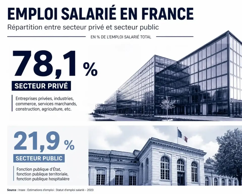 Répartition des salariés en France entre secteur privé et secteur public