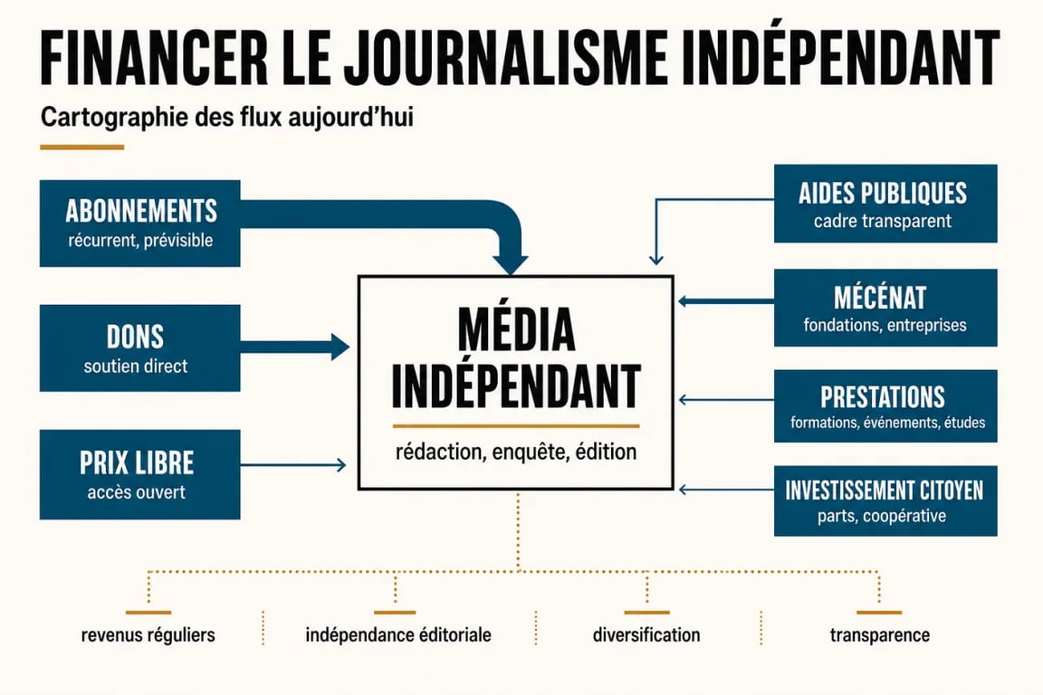 Comment le journalisme indépendant se finance-t-il aujourd'hui : schéma des principaux modèles de financement