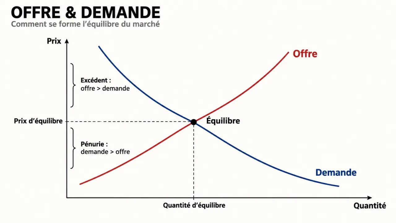 Schéma d’offre et de demande pour comprendre la microéconomie définition et le prix d’équilibre